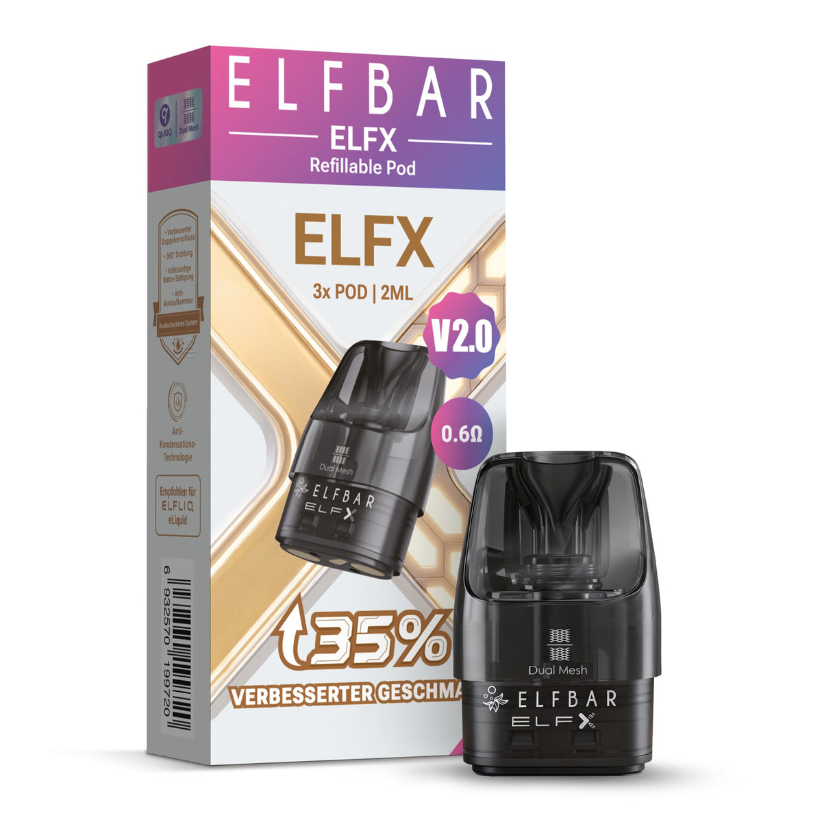 Elfbar ELFX Refillable Pod V2.0 – 0,6 / 0,8 Ohm (3er Pack)