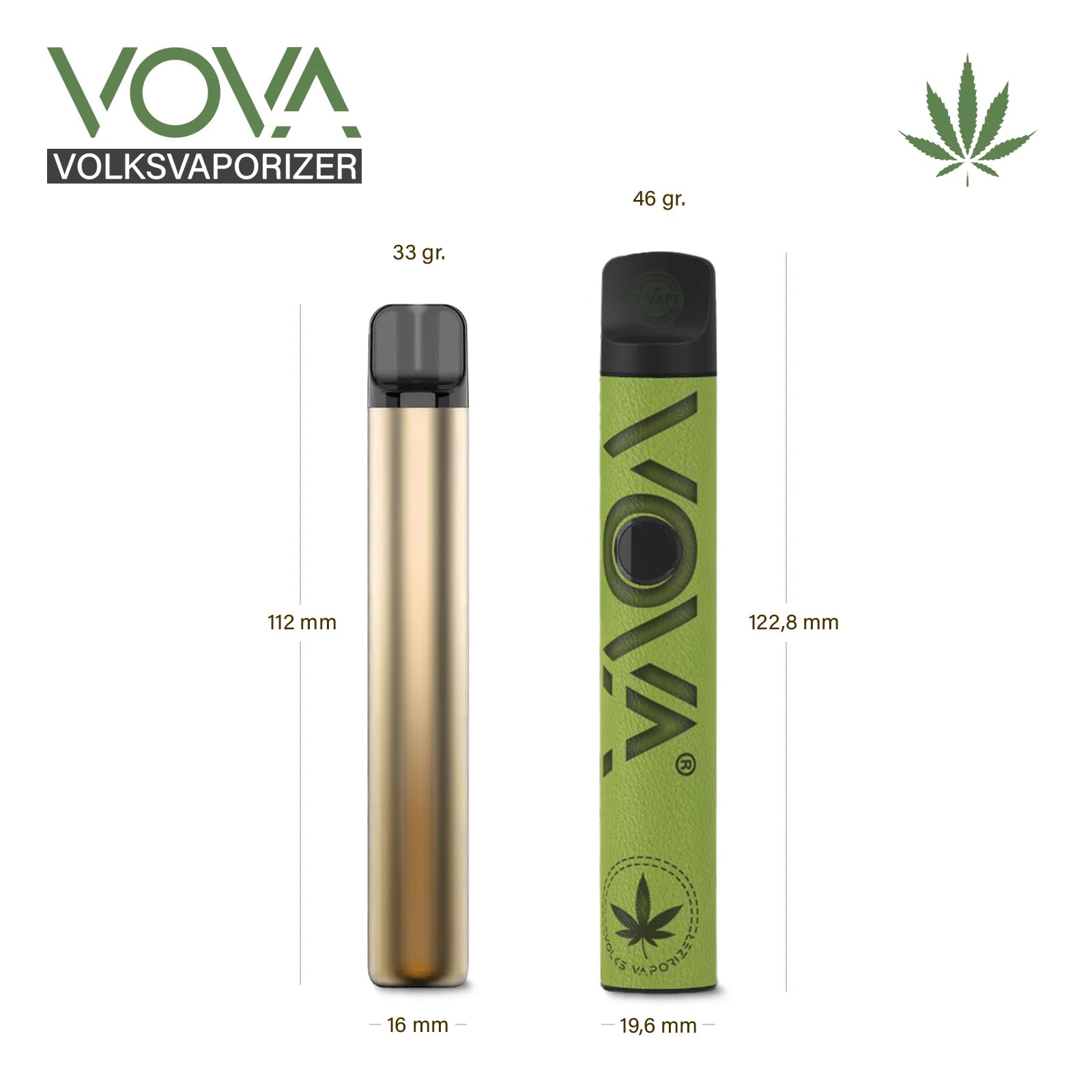 Abmessungen des VOVA Vaporizer