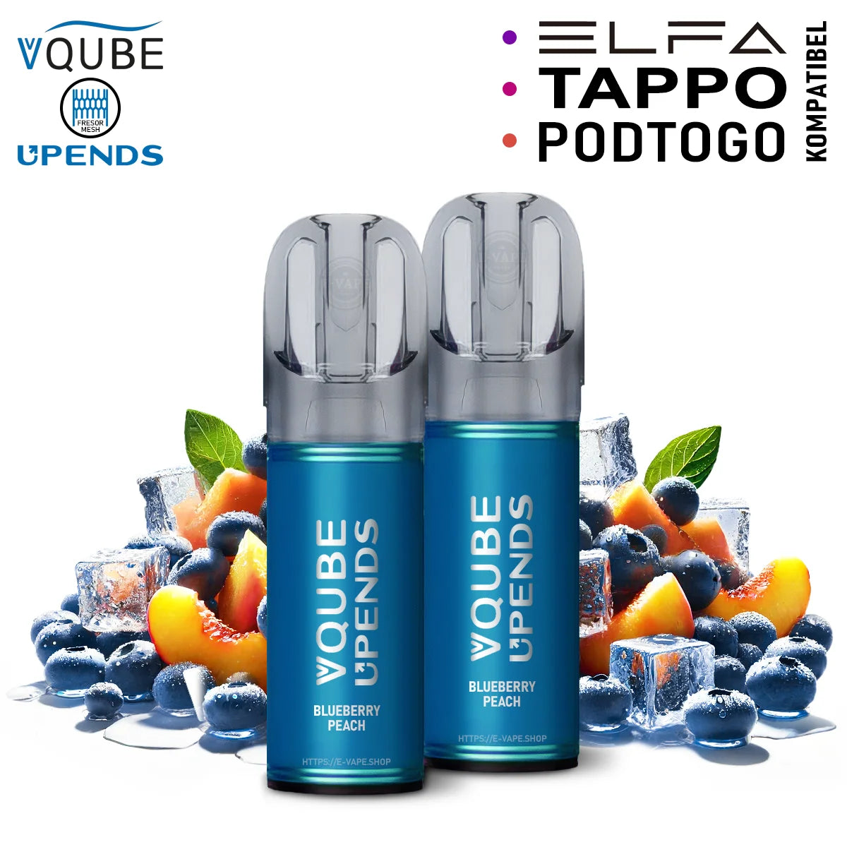 Vqube Upends Pod Blueberry Peach 20mg ELFA / Tappo / Pod2Go