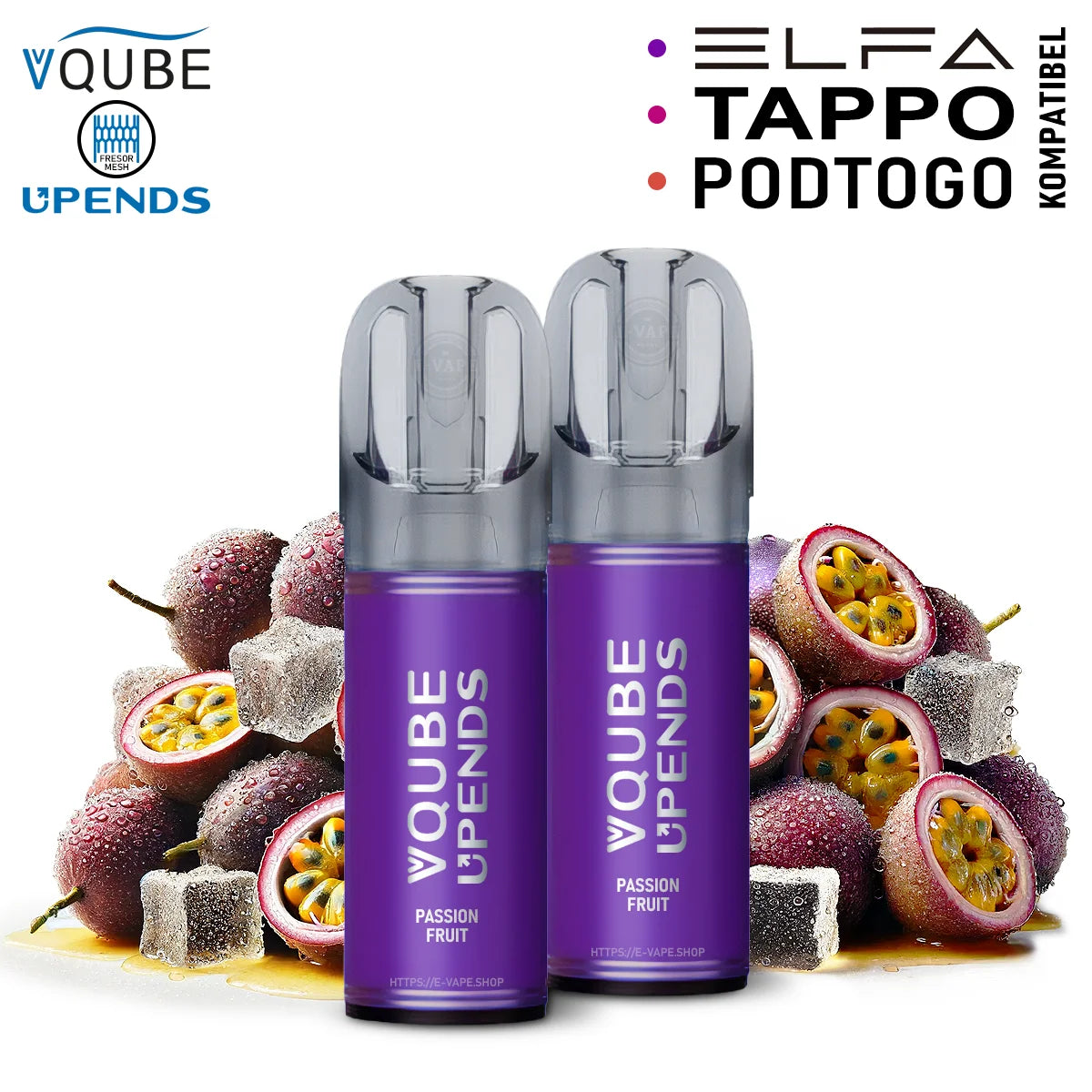 Vqube Upends Pod Passionfruit 20mg ELFA / Tappo / Pod2Go