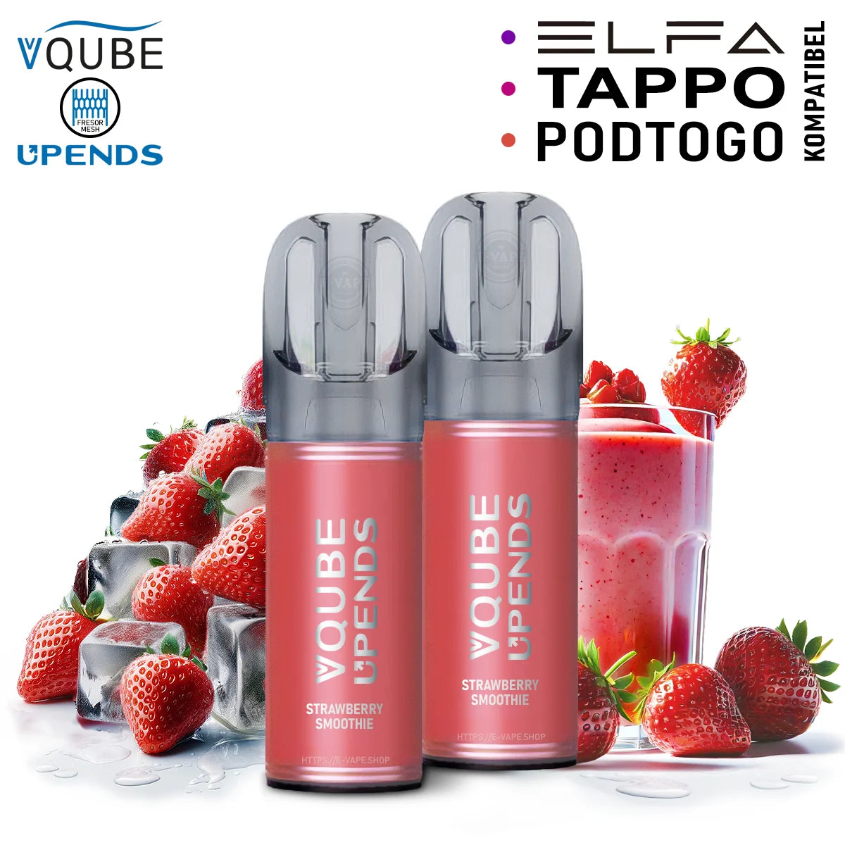 Vqube Upends Pod Strawberry Smoothie 20mg ELFA / Tappo / Pod2Go