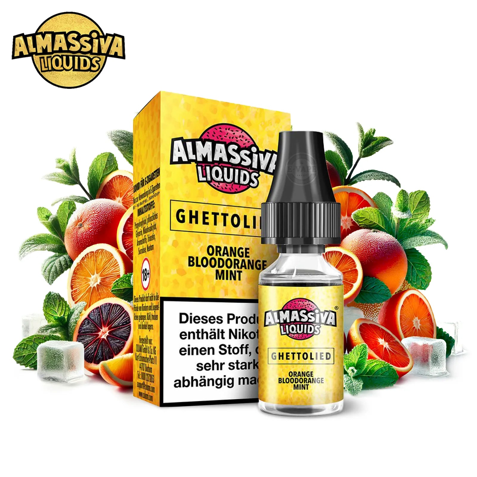 Almassiva Nikotinsalz Liquid Ghettolied 10ml - Orange, Blutorange, Minze