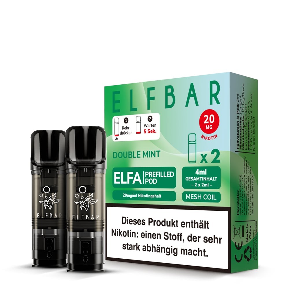 Double Mint – Elfbar ELFA Pods 20 mg/ml Nikotin - 2 Stück