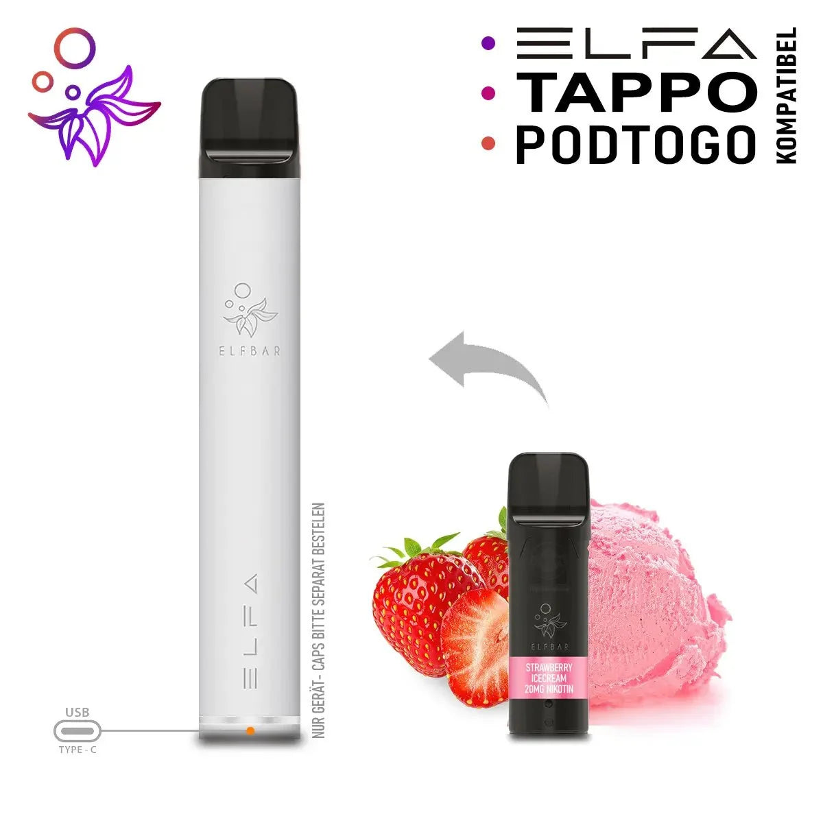 Elfbar ELFA Akku Basis 500 mAh (USB-C)