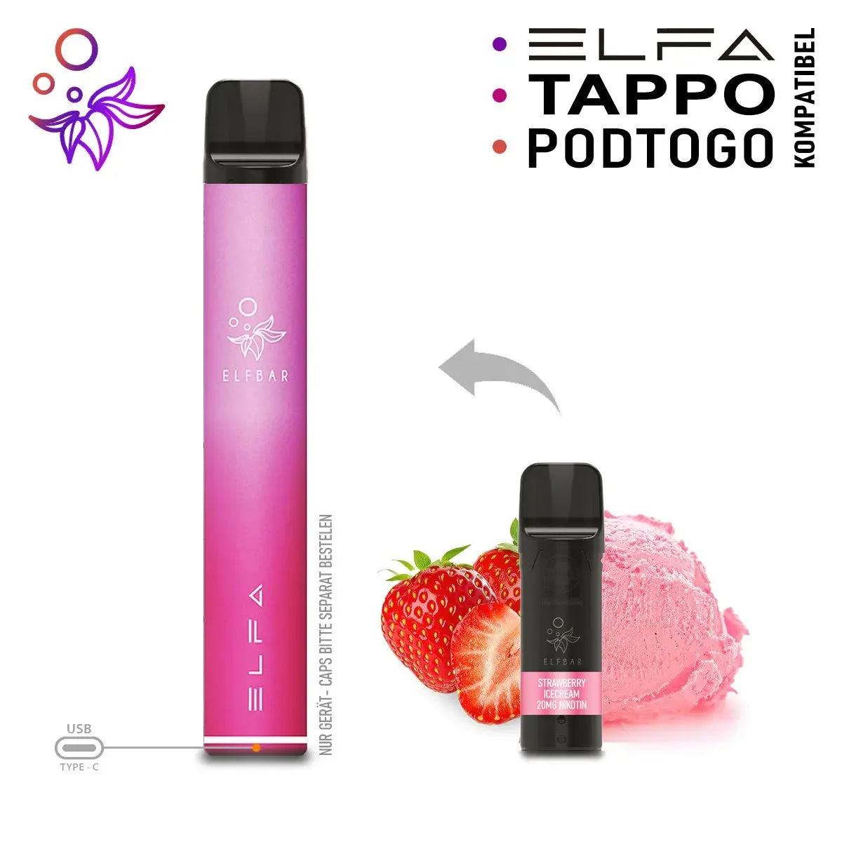 Elfbar ELFA Akku Basis 500 mAh (USB-C)