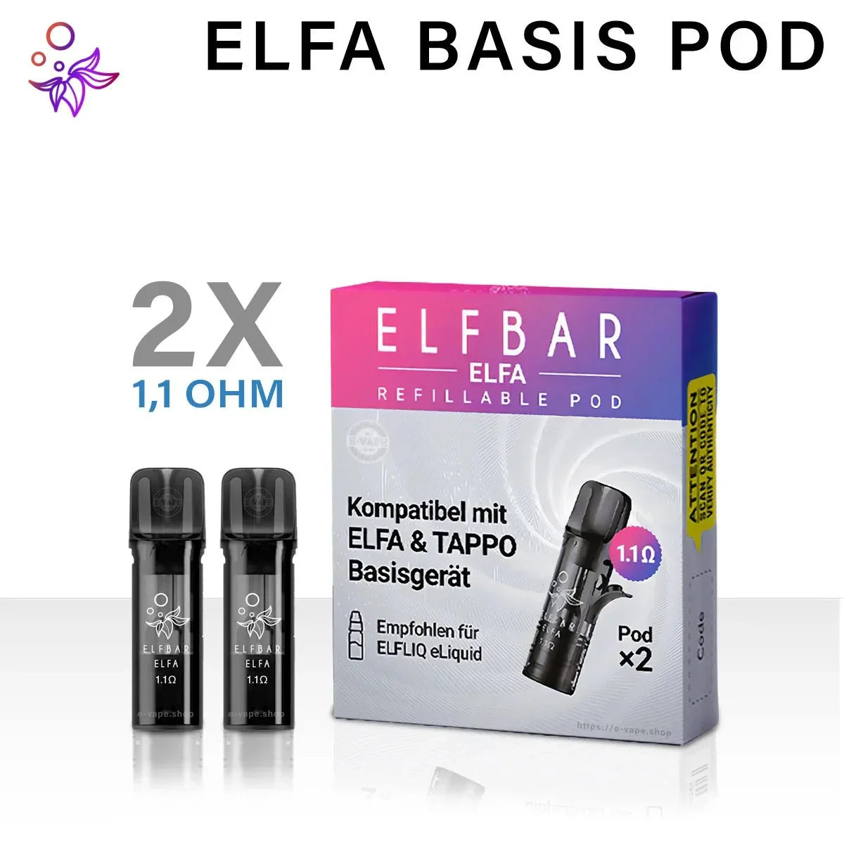 Elfbar ELFA Leerpods Basis 1.1 Ohm 2ml - 2 Stk.