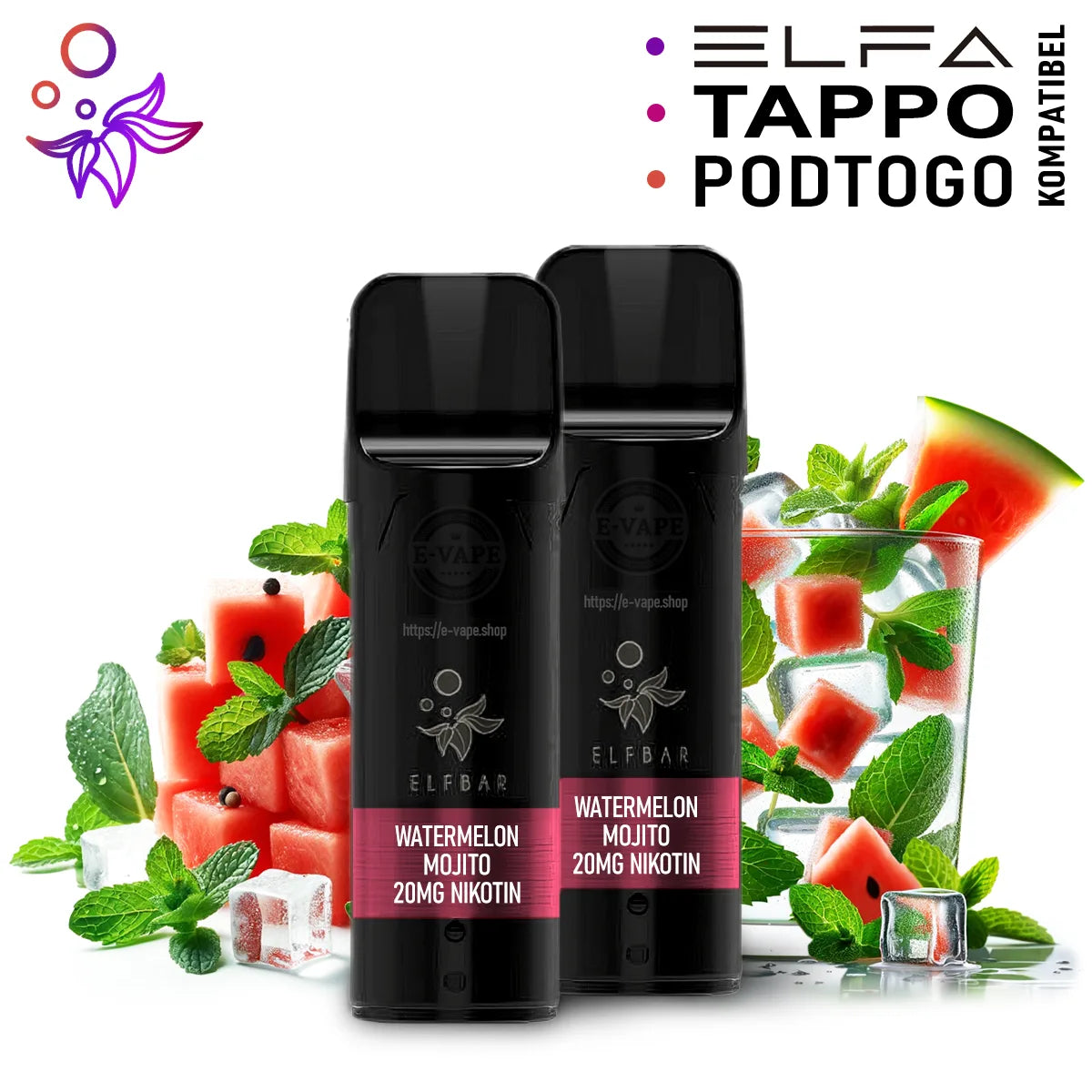 Elfbar Pods 2x Watermelon Mojito 20mg ELFA / Tappo / PodToGo
