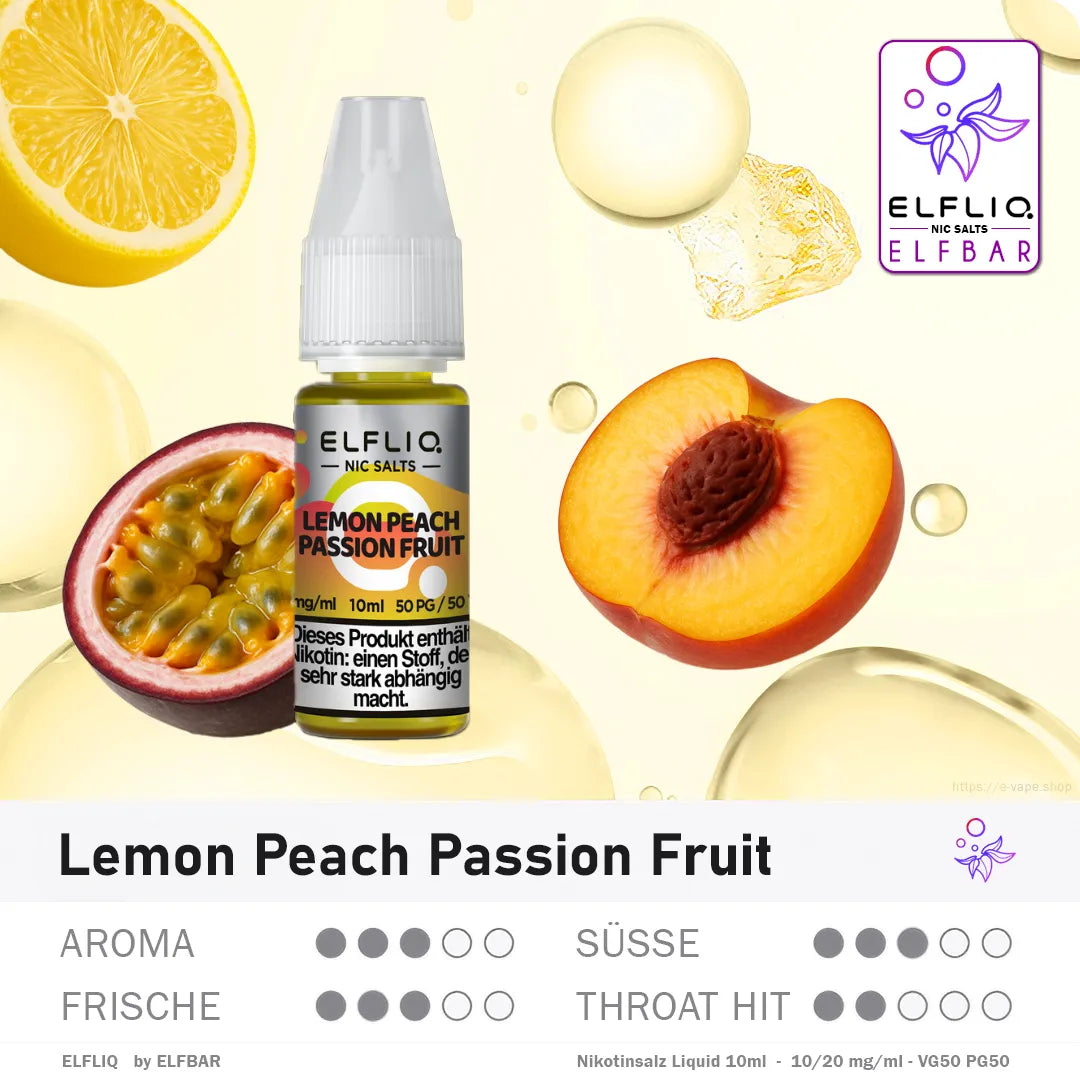 Elfbar ELFLIQ Lemon Peach Passion Fruit Liquid 10ml kaufen – schneller Versand
