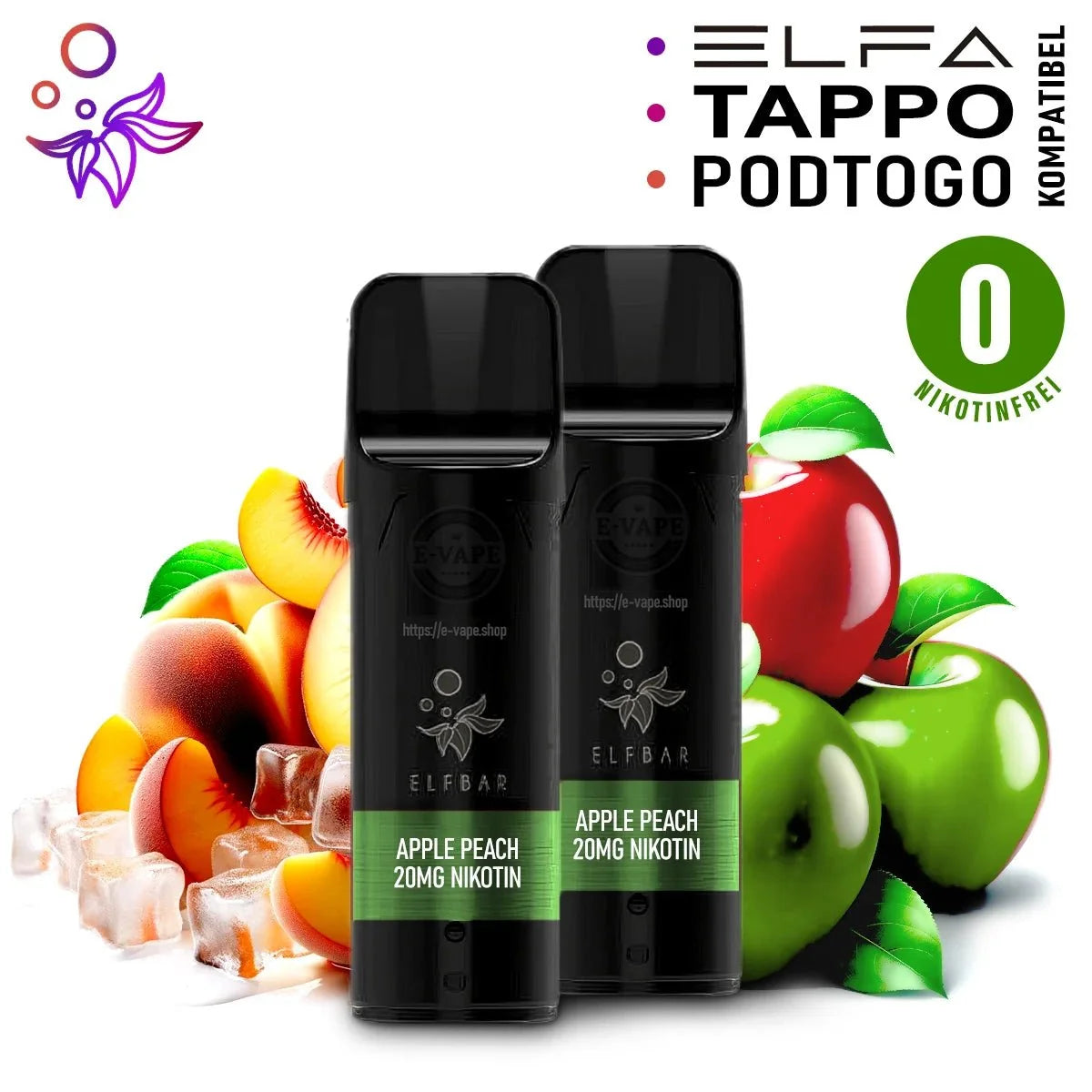 Apple Peach – Elfbar ELFA Pods 0 mg/ml Nikotinfrei - 2 Stück