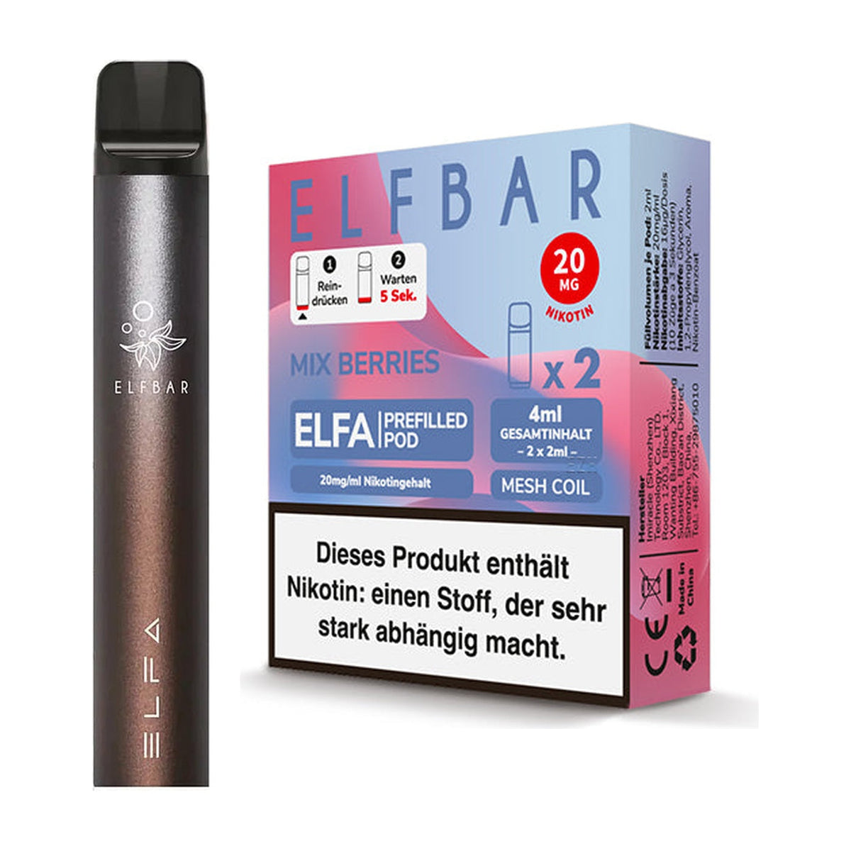 Elfbar ELFA Starterset Akku Basis 500 mAh und ELFA Pods – Ansicht 23