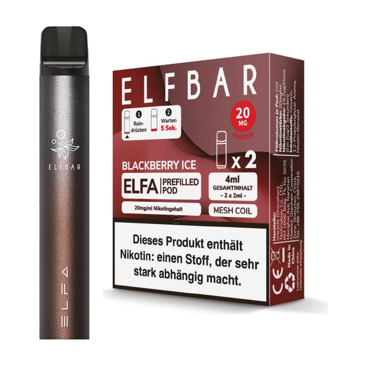 Elfbar ELFA Starterset Akku Basis 500 mAh und ELFA Pods – Ansicht 3