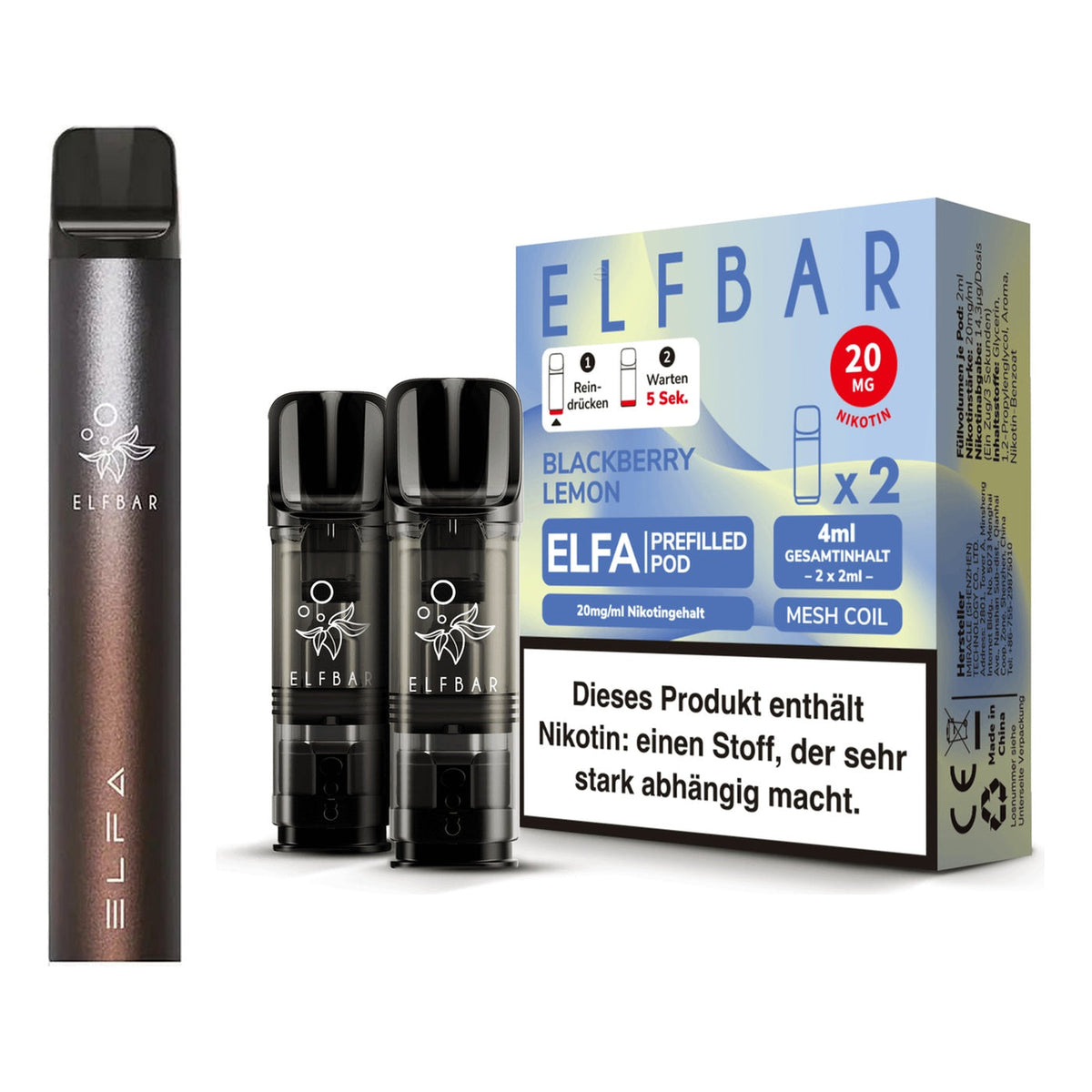 Elfbar ELFA Starterset Akku Basis 500 mAh und ELFA Pods – Ansicht 4