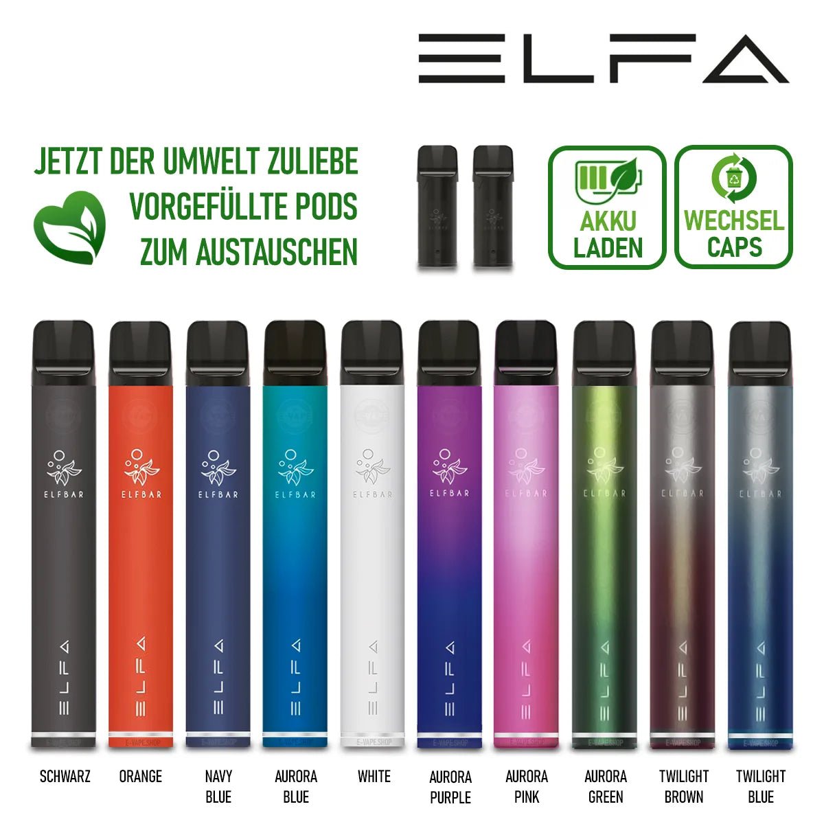 Elfbar - ELFA Akku Basis 500 mAh USB-C einzeln