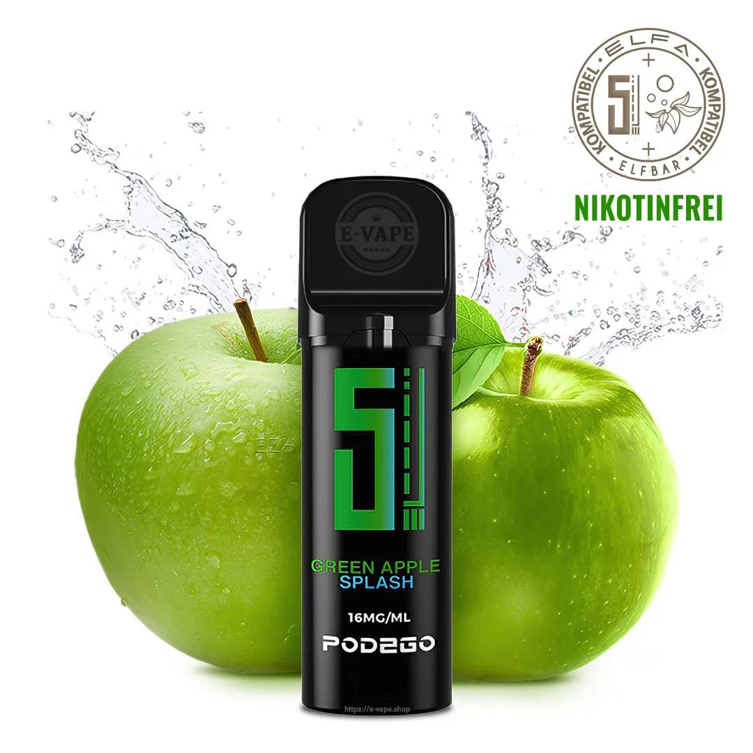 Pod2Go 5EL Green Apple Splash Pod 2 ml NIKOTINFREI ⓿ - ELFA kompatibel - Elfbar600.bayern
