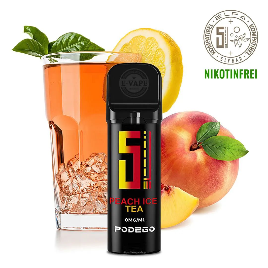 Pod2Go 5EL Peach Ice Tea Pod 2 ml NIKOTINFREI ⓿ - ELFA kompatibel - Elfbar600.bayern