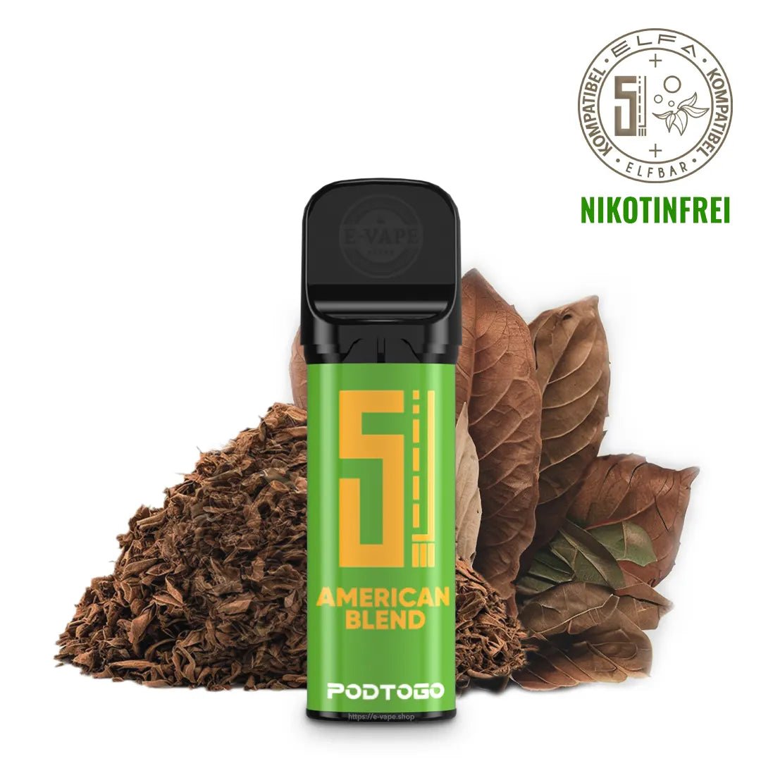 Pod2Go 5EL Tobacco American Blend Pod 2 ml NIKOTINFREI ⓿ - ELFA kompatibel - Elfbar600.bayern