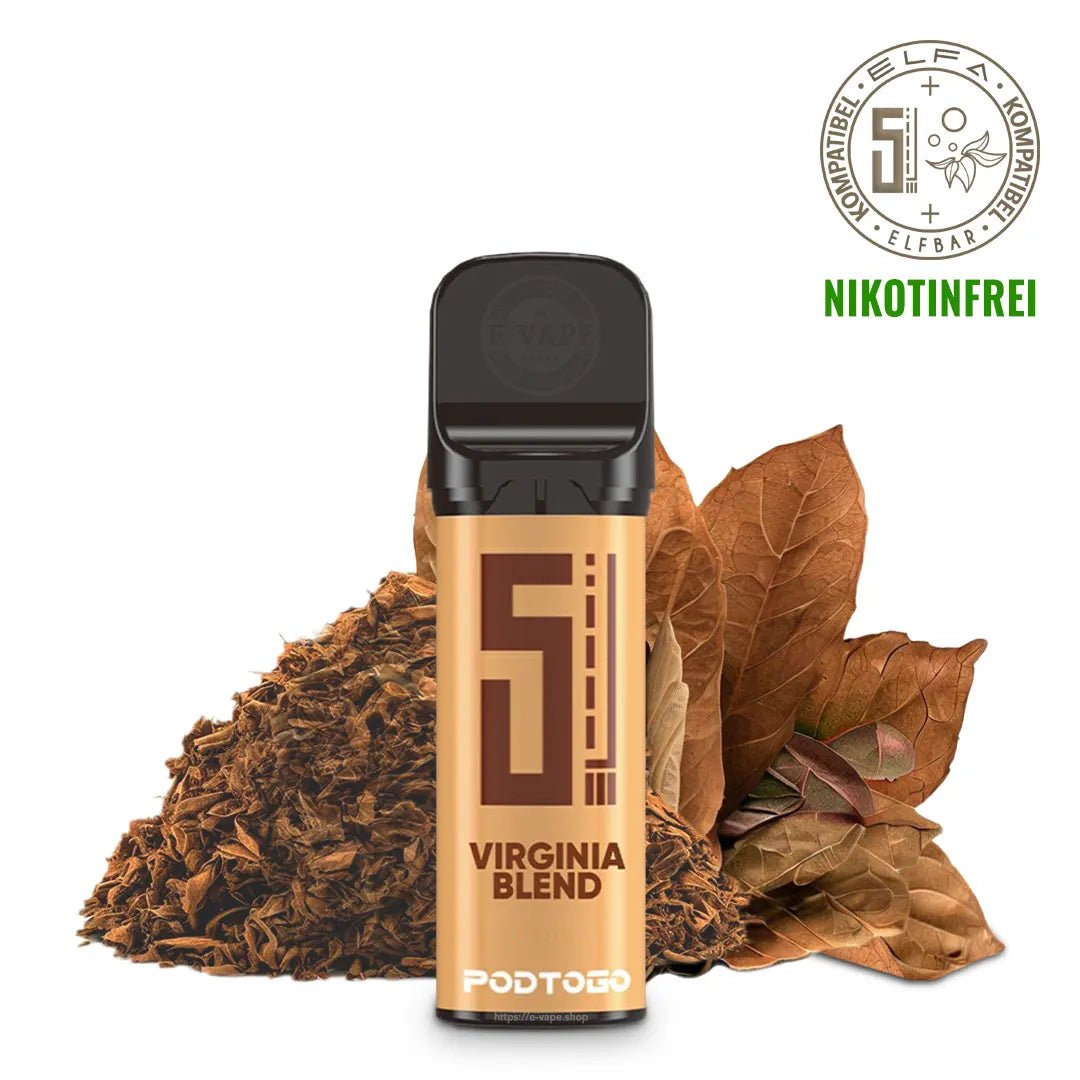 Pod2Go 5EL Tobacco Virginia Blend Pod 2 ml NIKOTINFREI ⓿ - ELFA kompatibel - Elfbar600.bayern