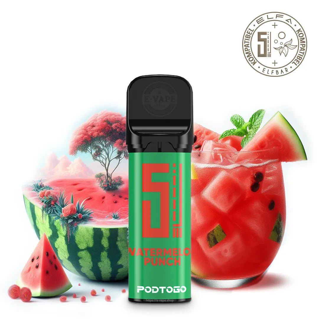 Pod2Go 5EL Watermelon Punch Pod 2 ml 16mg Nikotin - ELFA kompatibel - Elfbar600.bayern